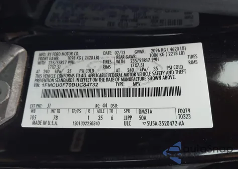 2013 Ford Escape S from USA, damaged, VIN 1FMCU0F70DUC84732